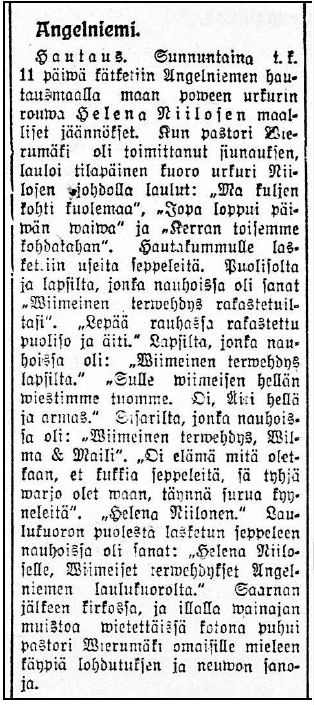 Hautajaisilmoitus