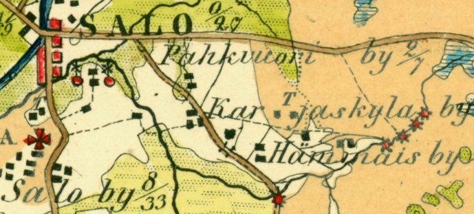 Ote vuoden 1855 Kalmbergin kartasta