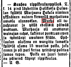 Uutinen Sanomia Turusta -lehdessä 29.6.1899