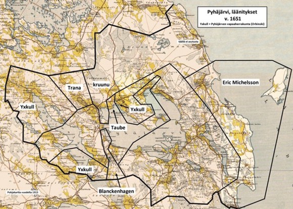 Pyhäjärven läänitykset v. 1651