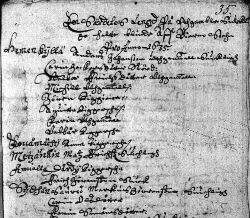 Turun ja Porin läänin henkikirja ja karjaluettelo 1635 (KA 7137, 35). 